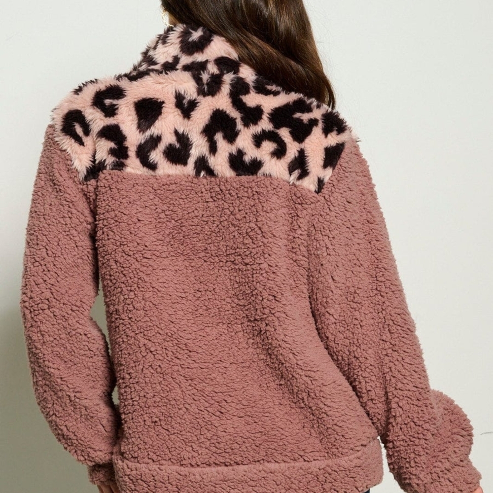 Women's Cozy Sherpa Jacket - Pink - Picture 6 of 12